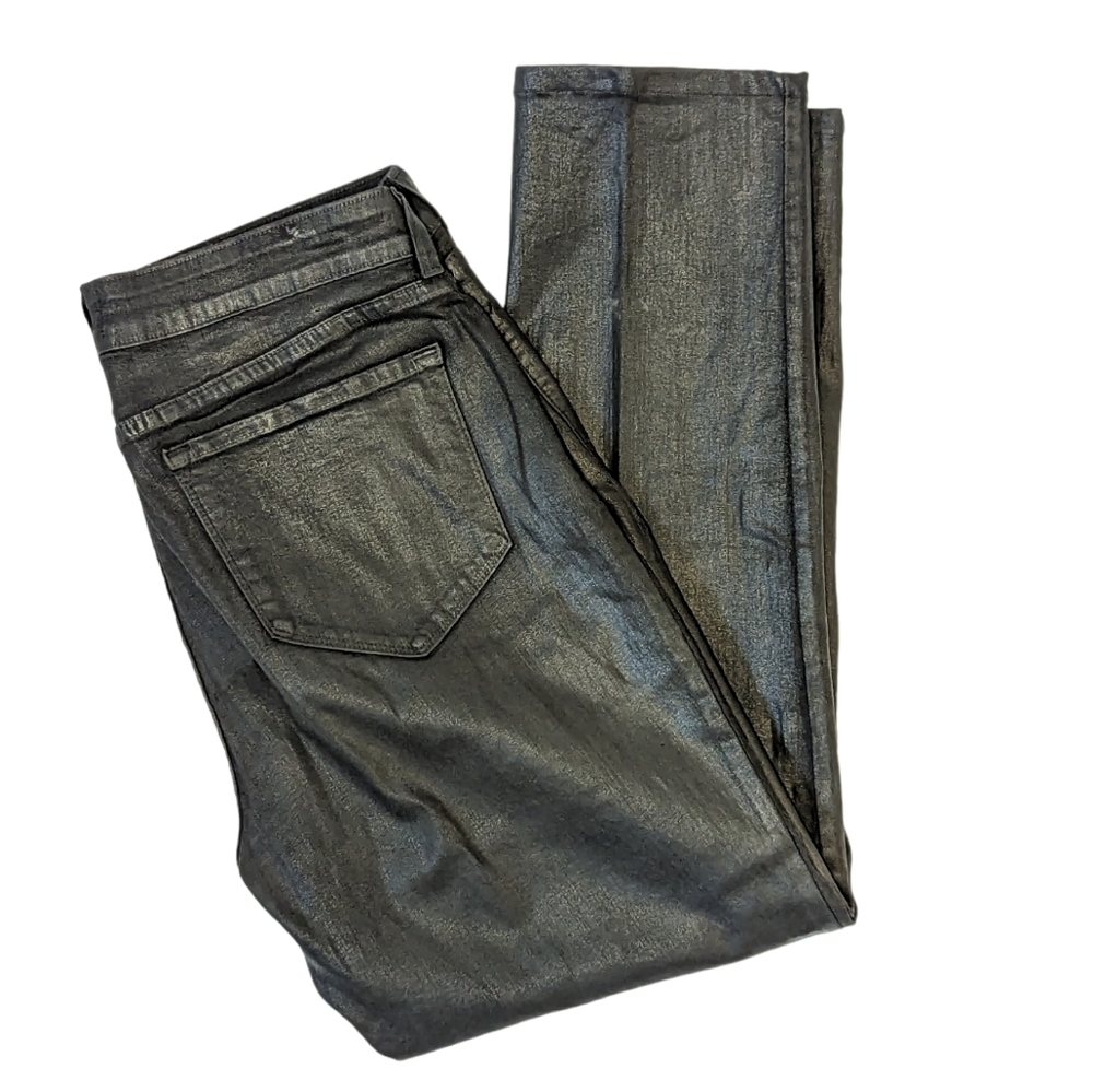 NYDJ black wax coated skinny jeans size 12